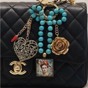 BAG CHARM FRIDA KAHLO HERITAGE Latinx Purse Key Ring Keychain Jewelry